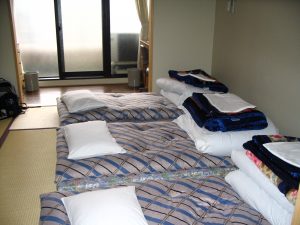 Futon beds at Kansai Gaidai University